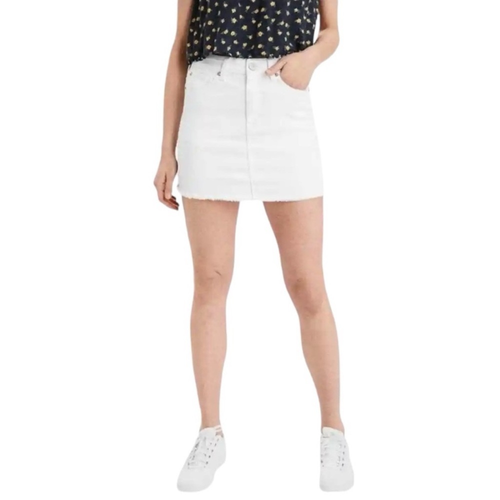 White Denim Mini Skirt